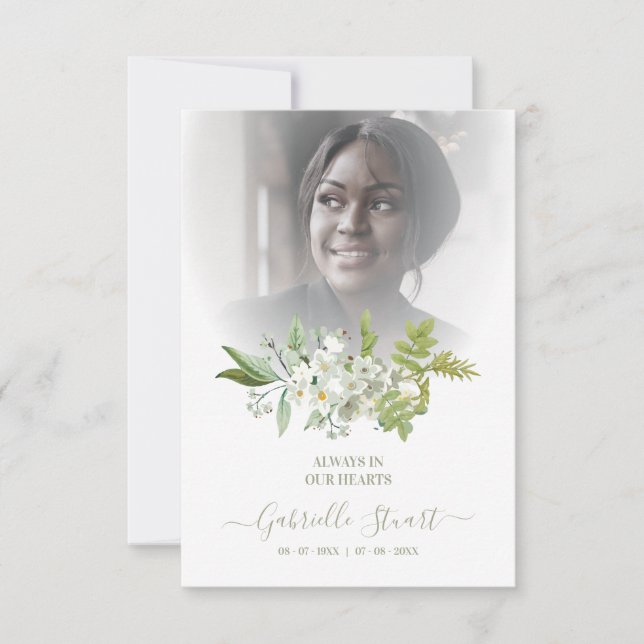 Green Wreath Photo Funeral Service Dear Ones (Anverso)