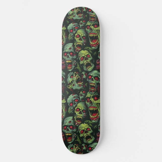 Green Zombie Spooky Halloween Skateboard (Anverso)