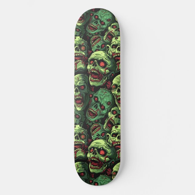 Green Zombie Spooky Halloween Skateboard (Anverso)