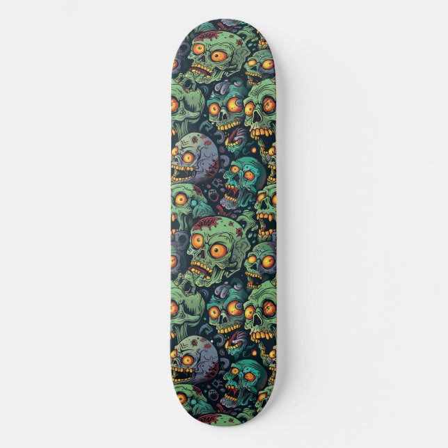 Green Zombie Spooky Halloween Skateboard (Anverso)