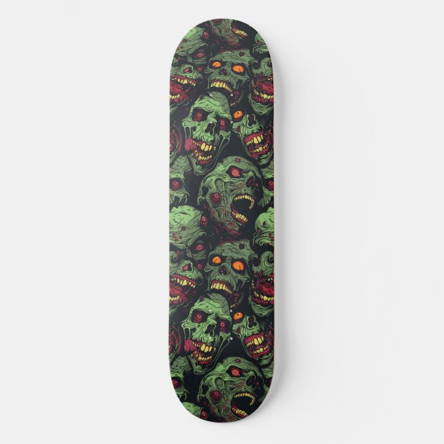 Green Zombie Spooky Halloween Skateboard (Anverso)