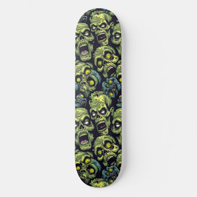 Green Zombie Spooky Halloween Skateboard (Anverso)