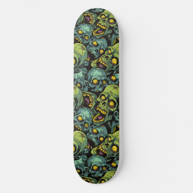 Green Zombie Spooky Halloween Skateboard (Anverso)