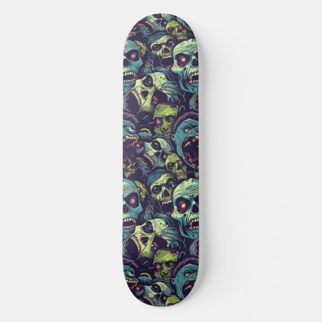 Green Zombie Spooky Halloween Skateboard (Anverso)