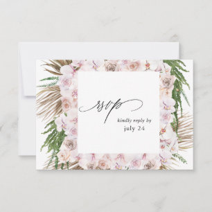 Greeneration Boho Tropical Floral w Meal RSVP Card