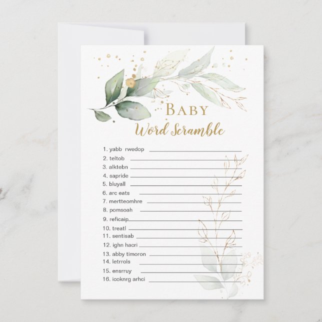 Greeneration Foliage Baby Word Scramble Game (Anverso)