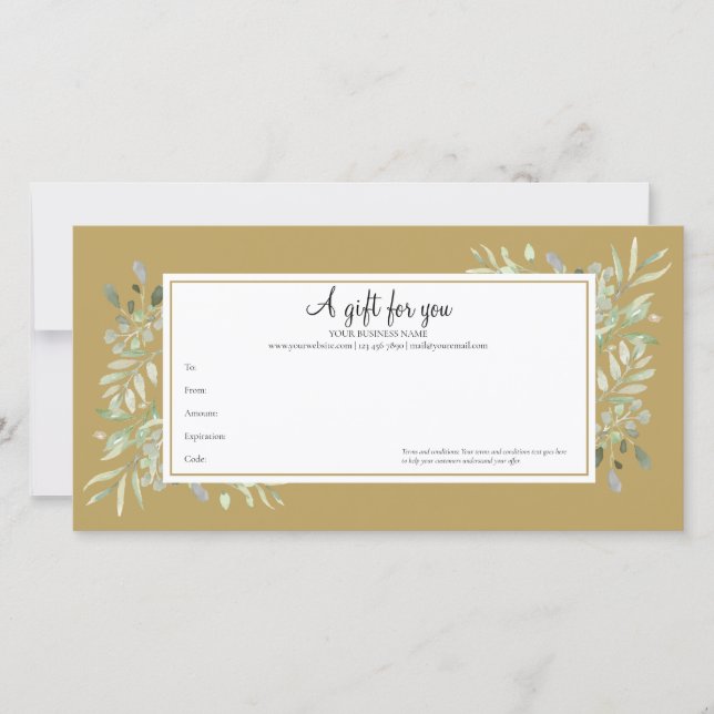 Greeneration Foliage Gold Business Gift Certificad (Anverso)