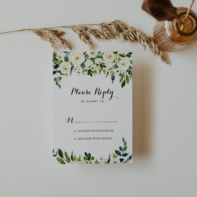 Greeneration White Otumn Floral Calligraphy RSVP (Subido por el creador)