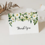 Greenery Autumn Boda plegado Gracias Tarjeta<br><div class="desc">Esta carta de agradecimiento de boda plegado de otoño es perfecta para un boda rústico. El diseño presenta elegantes peonías blancas acuarelas con follaje verde. Personaliza el interior de la tarjeta con tus nombres y un mensaje de agradecimiento. O bien, deje la sección de mensajes de agradecimiento en blanco y...</div>