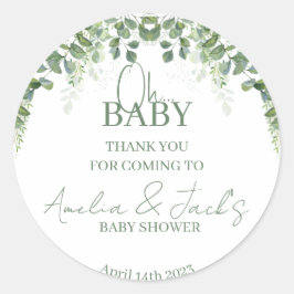 Greenery Baby Shower Gracias Pegatina