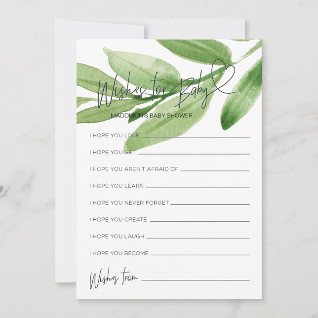 Greenery Baby Shower Quiere Una Tarjeta De Juego P (Anverso)