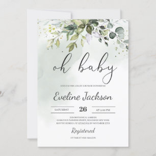 Greenery Boho Oh Invitación Baby Shower Eucalyptus