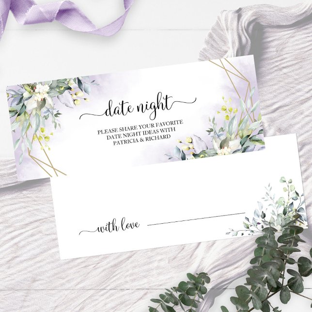 Greenery Bridal Shower Date Jar Cards nocturnos (Subido por el creador)