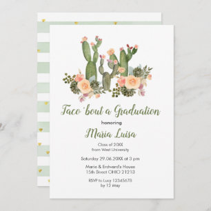 Greenery Cactus Taco 'sobre una invitación a gradu