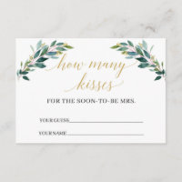 Greenery eucalipto Cuántos besos de juego Tarjeta