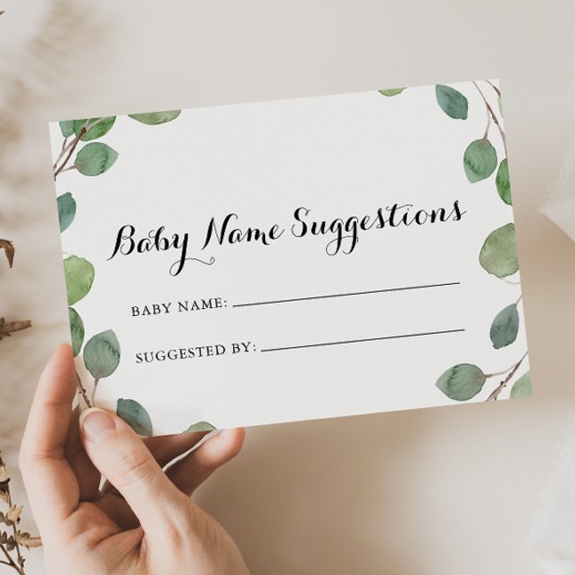 Greenery Eucalyptus Baby Name Suggescard (Subido por el creador)