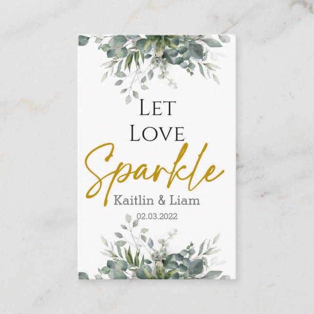 Greenery Eucalyptus Boda Sparkler Etiqueta (Anverso)