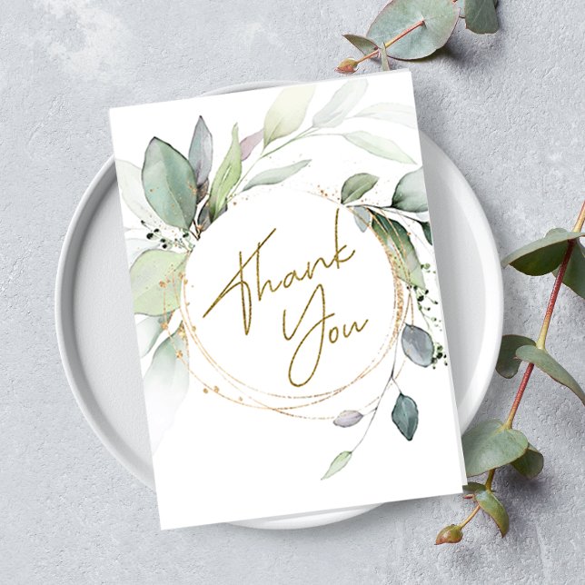 Greenery Eucalyptus Folded Gracias tarjeta (Eucalyptus Thank you card)