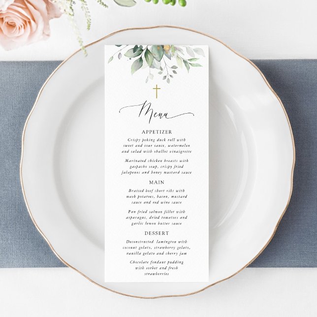 Greenery, Eucalyptus Leaves, Boho, Baptism Menu (Subido por el creador)