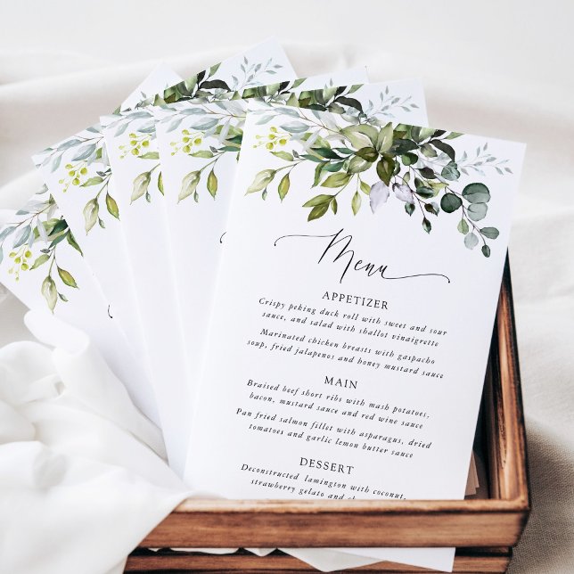 Greenery, Eucalyptus Leaves, Boho, Wedding Menu (Subido por el creador)