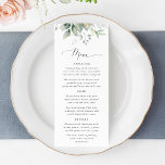 Greenery, Eucalyptus Leaves, Boho, Wedding Menu<br><div class="desc">Add a personal touch to your wedding celebration with these stylish and memorable party items! Design features eucalyptus leaves and greenery on white background.</div>