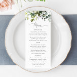 Greenery, Eucalyptus Leaves, Boho, Wedding Menu<br><div class="desc">Add a personal touch to your wedding celebration with these stylish and memorable party items! Design features eucalyptus leaves and greenery on white background.</div>