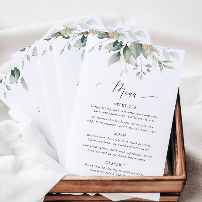 Greenery, Eucalyptus Leaves, Bridal Shower Menu (Subido por el creador)