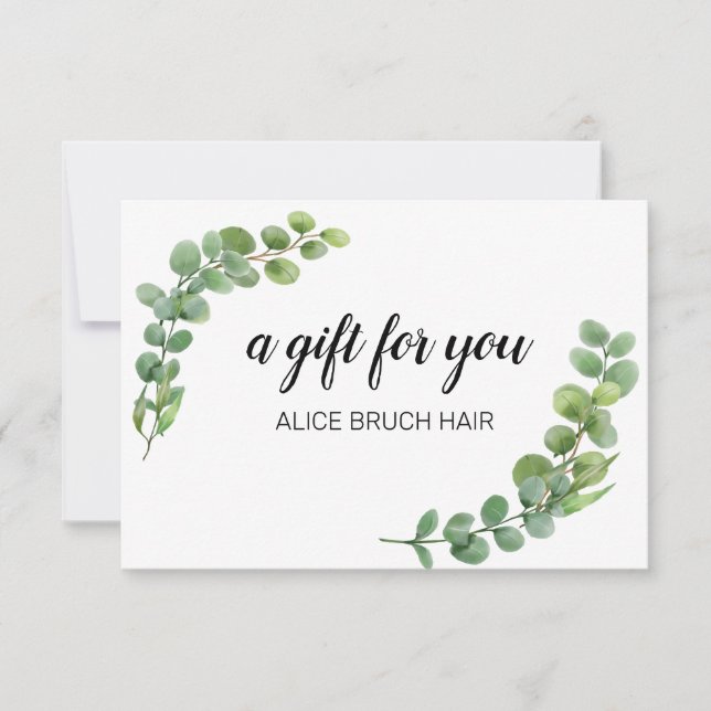 Greenery Eucalyptus moderno certificado de regalo  (Anverso)