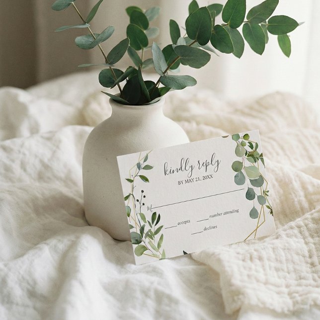 Greenery Eucalyptus Script Wedding RSVP (Subido por el creador)