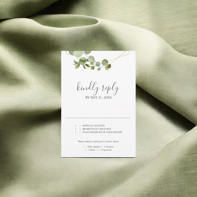 Greenery Eucalyptus Script Wedding RSVP (Subido por el creador)