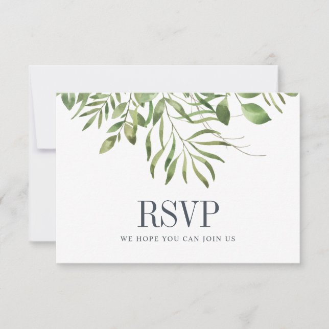 Greenery Foliage Leafy Wedding RSVP (Anverso)