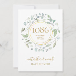 Greenery Garland Gold Nueva Invitación de direccio