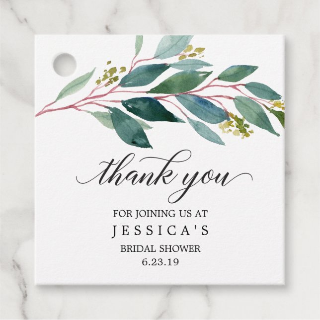 Greenery Gracias Etiqueta Favor (Anverso)