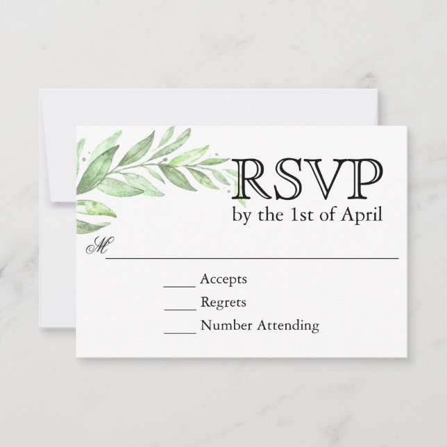 Greenery Laurel Wreath Wedding RSVP (Anverso)
