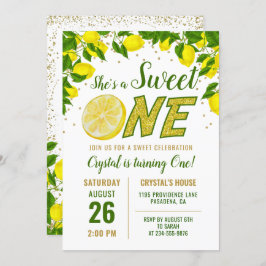 Greenery Lemon Sweet One First Birthday Invitación