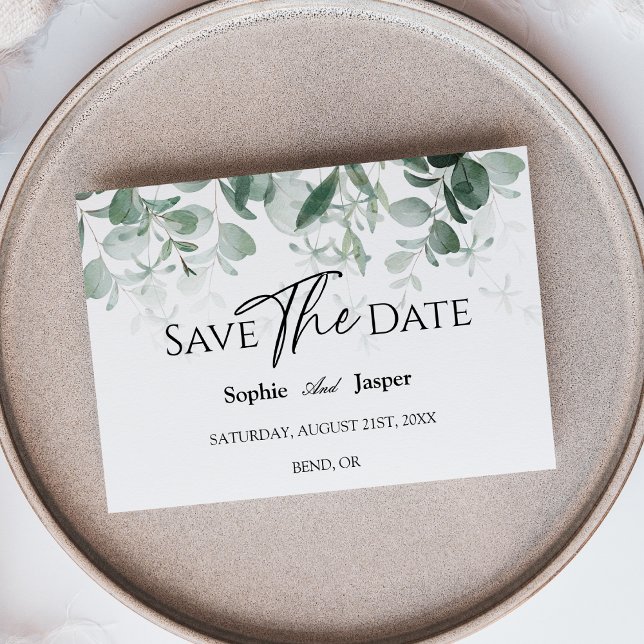 Greenery Moderno Boda Blanca Tarjeta Plana Save Th (Subido por el creador)