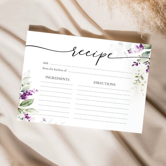 Greenery Púrpura Lilac Tarjeta de Receta Grande (Subido por el creador)