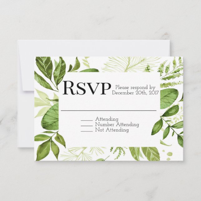 Greenery RSVP, Leaf RSVP, Wedding RSVP, RSVP (Anverso)