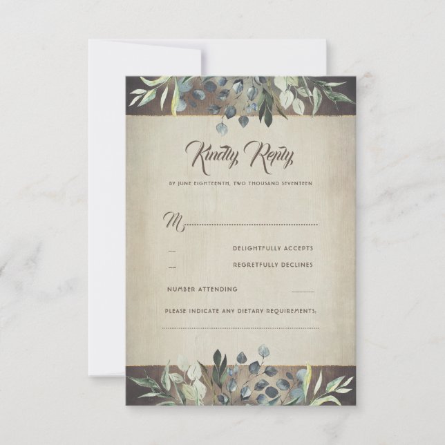 Greenery Rustic Country Wedding RSVP (Anverso)