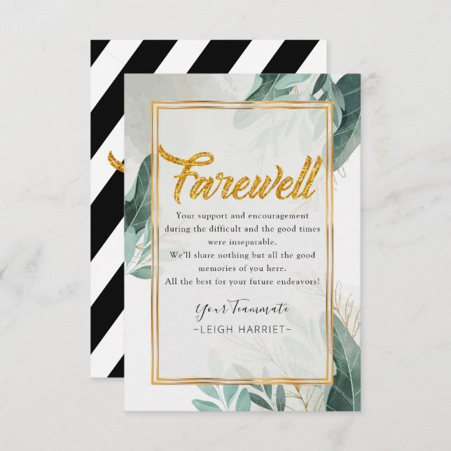 Greenery Tarjeta de despedida de Goodbye coworker (Anverso / Reverso)