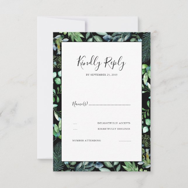 Greenery Wedding RSVP (Anverso)
