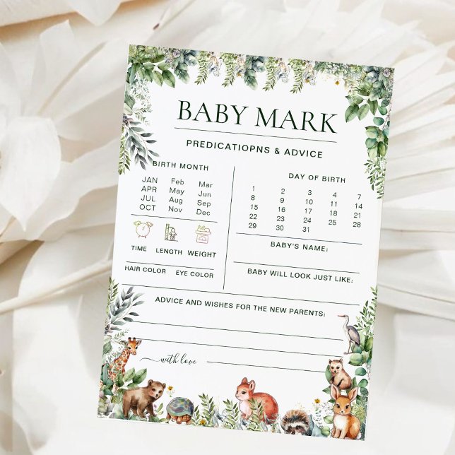 Greenery Woodland Animals Baby Shower Predictions (Subido por el creador)