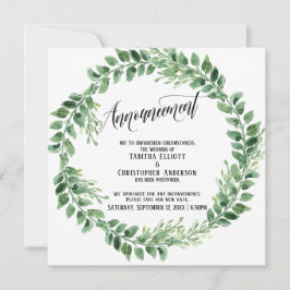 Greenery Wreath pospuso la Invitación Boda
