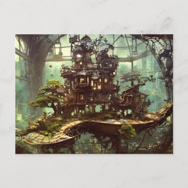 Greenhouse Steampunk en la postal de la jungla (Anverso)