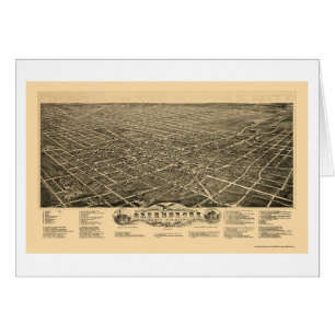 Greensboro, mapa panorámico del NC - 1891