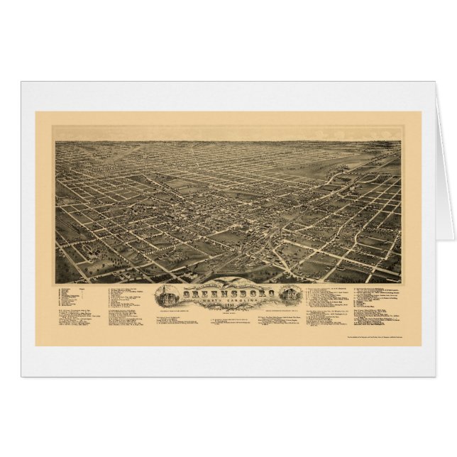 Greensboro, mapa panorámico del NC - 1891 (Anverso (Horizontal))