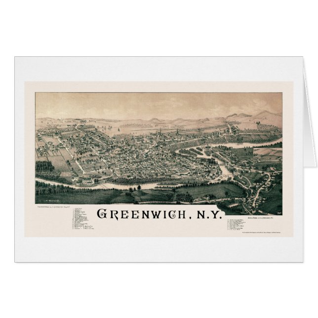 Greenwich, mapa panorámico de NY - 1885 (Anverso (Horizontal))