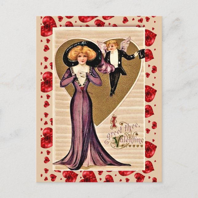 GREET THE VALENTINE | TARJETA POSTAL DE VINTAGE VA (Anverso)