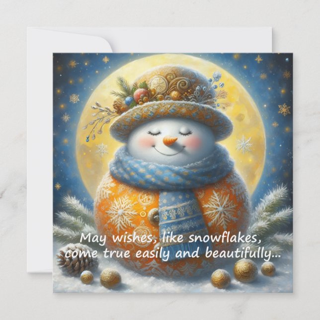 Greeting card with a cute snowman (Anverso)