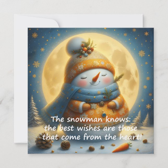 Greeting card with a cute snowman (Anverso)